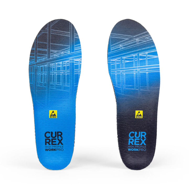 Top view of blue colored WORK high profile pair of insoles #1-wahle-dein-profil_high