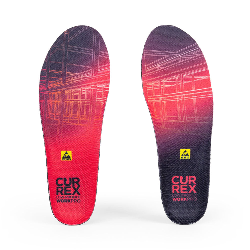 Top view of red colored WORK low profile pair of insoles #1-wahle-dein-profil_low