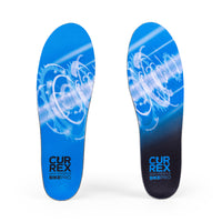 Top view of blue colored BIKEPRO high profile pair of insoles #1-wahle-dein-profil_high